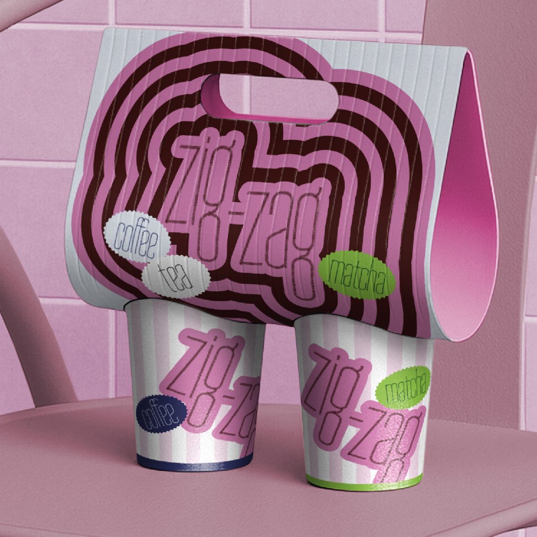 mockup cup zigzag font